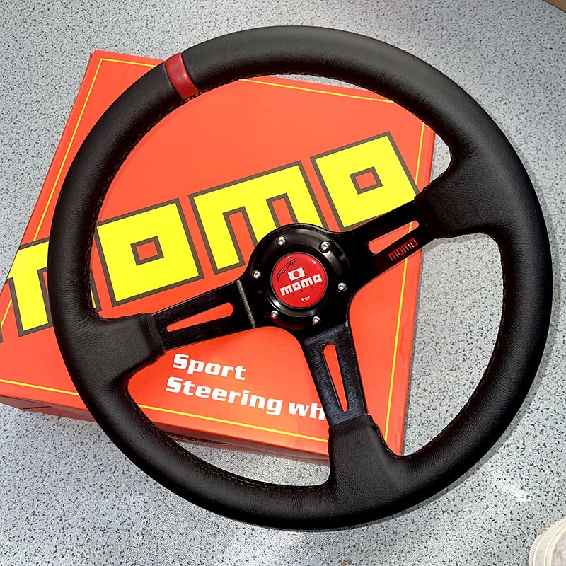 Momo Vô Lăng Xe Hơi Thể Thao Bằng Da Thật 6 Lỗ 70mm 14inch 350mm Phong Cách Nhật Bản