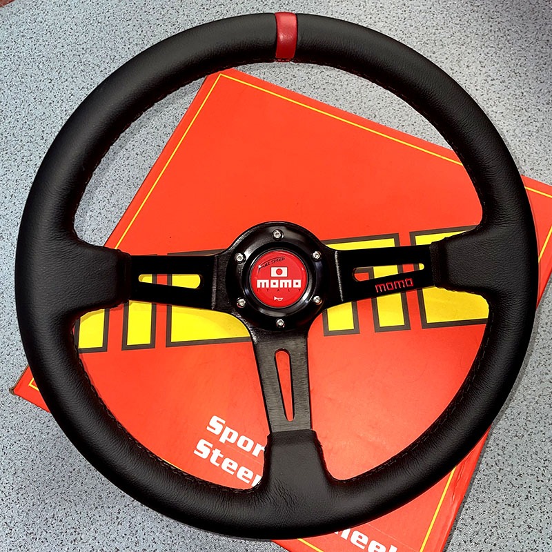 Momo Vô Lăng Xe Hơi Thể Thao Bằng Da Thật 6 Lỗ 70mm 14inch 350mm Phong Cách Nhật Bản