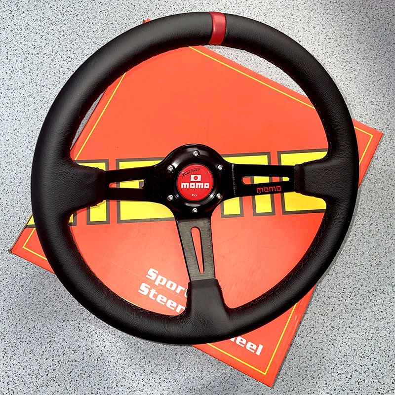 Momo Vô Lăng Xe Hơi Thể Thao Bằng Da Thật 6 Lỗ 70mm 14inch 350mm Phong Cách Nhật Bản