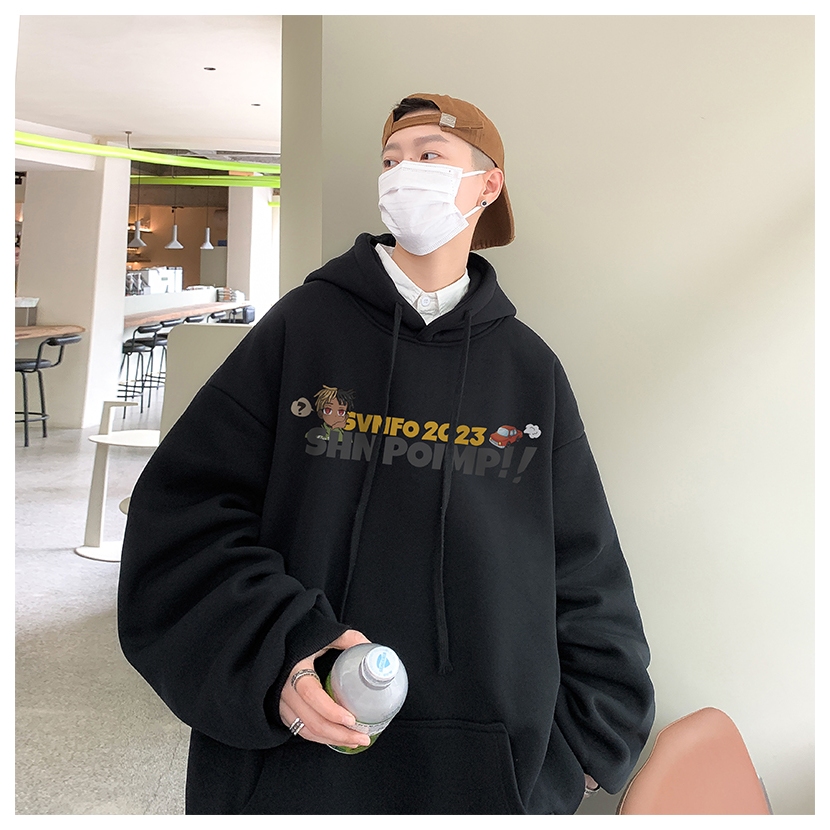 Áo Khoác Hoodie Nỉ Dày Dáng Rộng Kiểu retro Âu Mỹ Thời Trang Mùa Đông Cho Nam