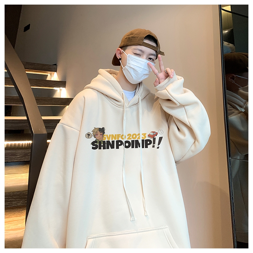 Áo Khoác Hoodie Nỉ Dày Dáng Rộng Kiểu retro Âu Mỹ Thời Trang Mùa Đông Cho Nam