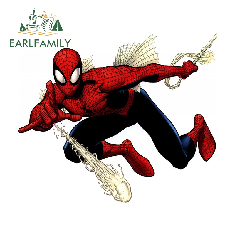 Nhãn Dán Trang Trí Xe Hơi / Ván Trượt / Laptop Họa Tiết Người Nhện Marvel Earlamily 13cm Bằng Vinyl Chống Thấm Nước