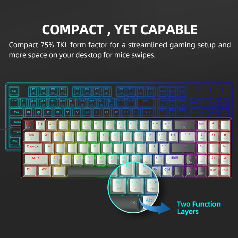 Bàn Phím Cơ Chơi Game Có Dây 75% 78 Phím rgb k78 Chuyên Dụng Cho laptop / pc