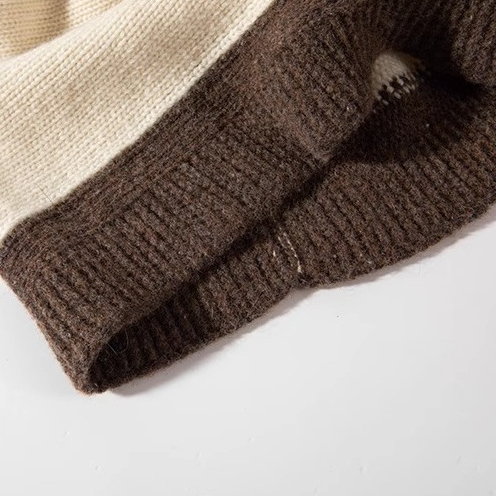 Mũ Len Trùm Đầu Màu Sắc Tương Phản Thời Trang Thu Đông Cho Nữ