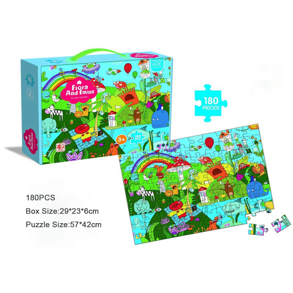 Bộ Xếp Hình 180 Mảnh Hình Khủng Long / Cây Cối / Động Vật Hoạt Hình Cho Bé