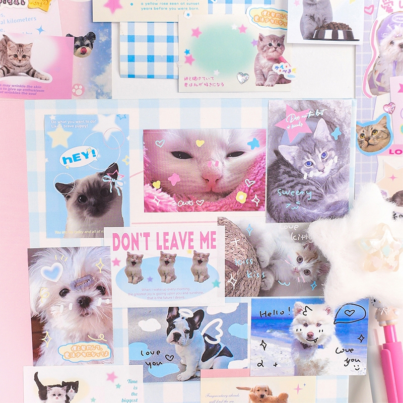 Mr. Paper  50 vé/túi Hình dán giấy in Ins style Mèo dễ thương Hình dán động vật hoạt hình Sáng tạo tài khoản Nguyên liệu ghép đôi goolka Nhật ký DIY Ly trang trí Niêm phong dán