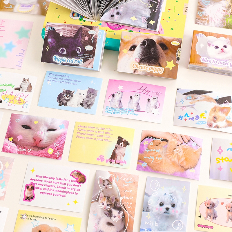 Mr. Paper  50 vé/túi Hình dán giấy in Ins style Mèo dễ thương Hình dán động vật hoạt hình Sáng tạo tài khoản Nguyên liệu ghép đôi goolka Nhật ký DIY Ly trang trí Niêm phong dán