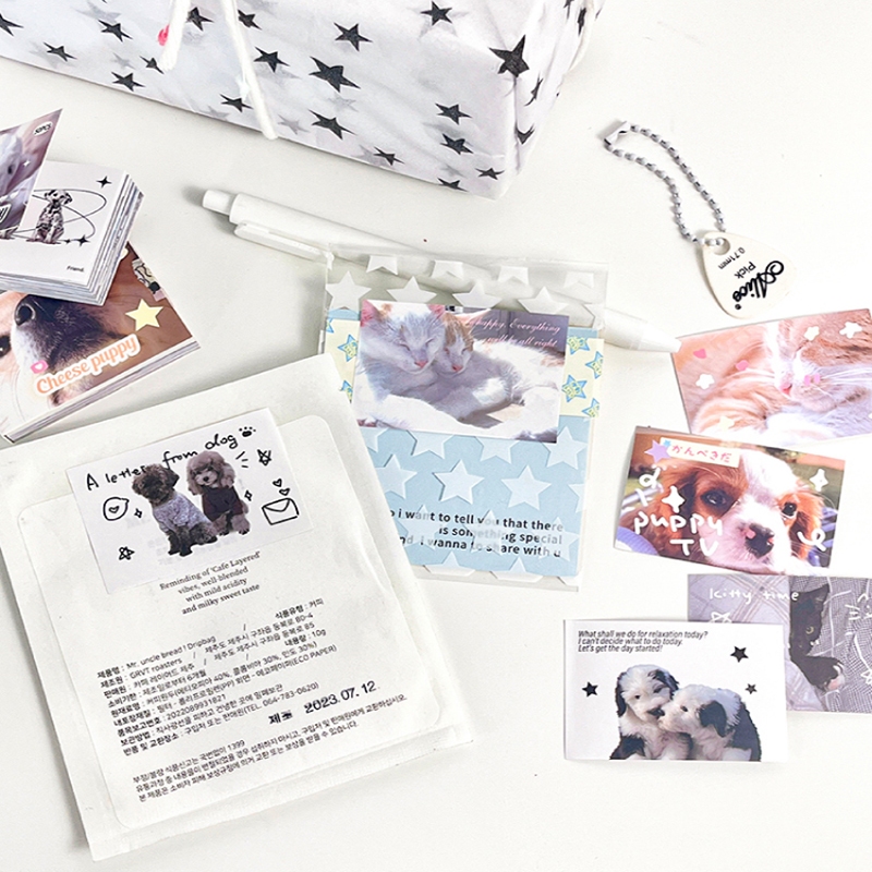 Mr. Paper  50 vé/túi Hình dán giấy in Ins style Mèo dễ thương Hình dán động vật hoạt hình Sáng tạo tài khoản Nguyên liệu ghép đôi goolka Nhật ký DIY Ly trang trí Niêm phong dán