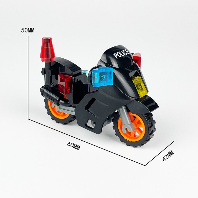 Đồ Chơi Lắp Ráp Mô Hình Xe Mô Tô Tuần Tra Giao Thông Thành Phố Màu Đen Cho Bé