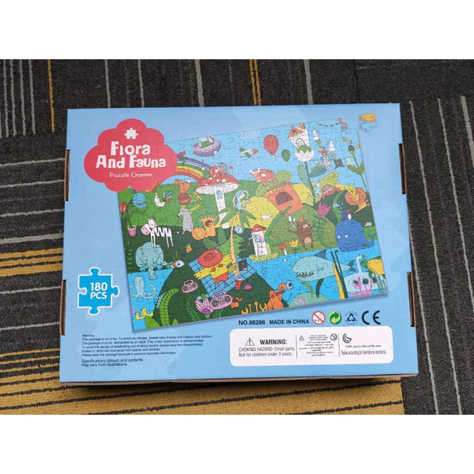 Bộ Xếp Hình 180 Mảnh Hình Khủng Long / Cây Cối / Động Vật Hoạt Hình Cho Bé