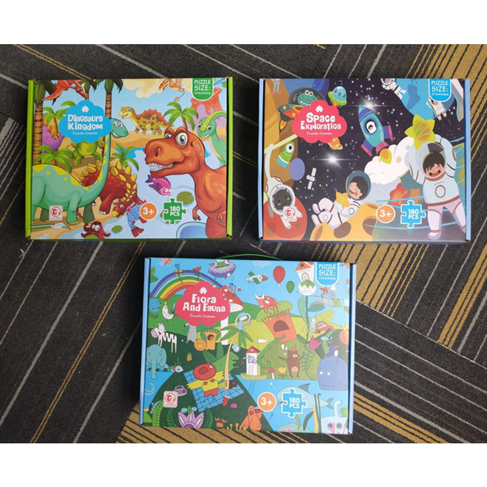 Bộ Xếp Hình 180 Mảnh Hình Khủng Long / Cây Cối / Động Vật Hoạt Hình Cho Bé