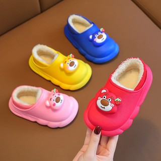 Dép cotton Chống Trượt Chống Thấm Nước Giữ Ấm Họa Tiết Dâu Tây / Gấu Dâu Tây Dễ Thương Cho Bé