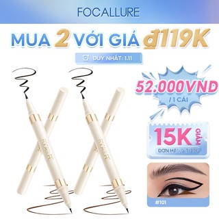 Bút kẻ mắt dạng lỏng FOCALLURE 2 đầu trong 1 khô nhanh chống nước không nhòe màu đen nâu 1.2g