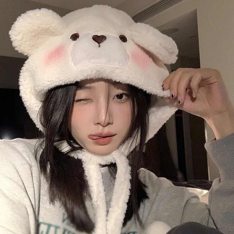 Mũ Trùm Tai Giữ Ấm Mùa Thu Đông Kiểu Dáng Dễ Thương
