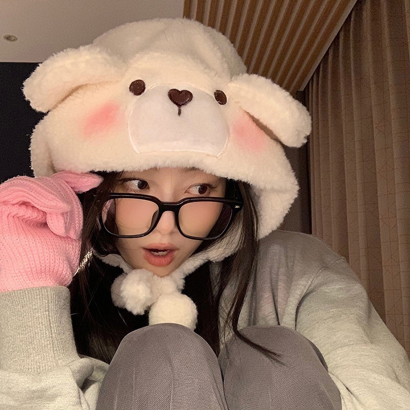 Mũ Trùm Tai Giữ Ấm Mùa Thu Đông Kiểu Dáng Dễ Thương