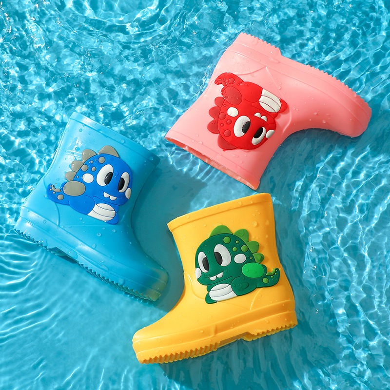 Sun baby Giày Bốt Đi Mưa Chống Thấm Nước Hình Khủng Long Dễ Thương Cho Bé 2-7 Tuổi