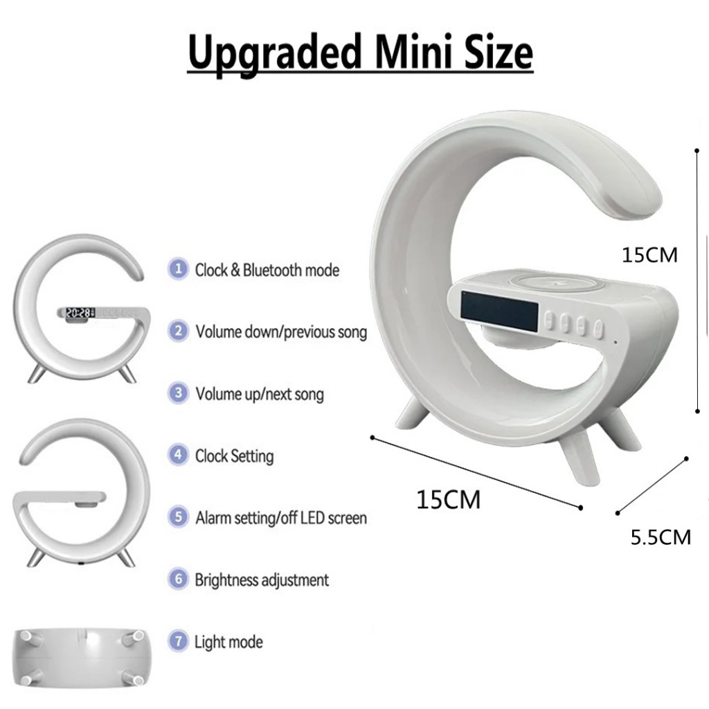 Đế Sạc Nhanh Không Dây Kiêm Đồng Hồ Báo Thức 15w Cho iphone samsung