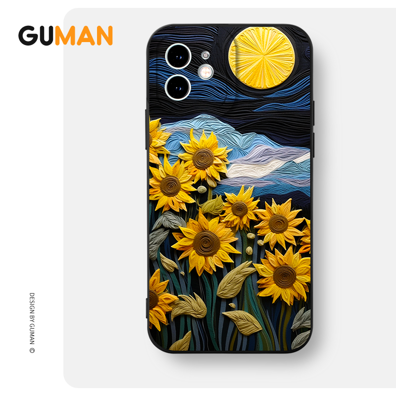 Ốp lưng GUMAN mềm đen van gogh độc lạ dễ thương đẹp Cho iPhone 15 14 13 12 11 Pro Max SE 2020 X XR XS 8 7 ip 6S 6 Plus kute xyab70
