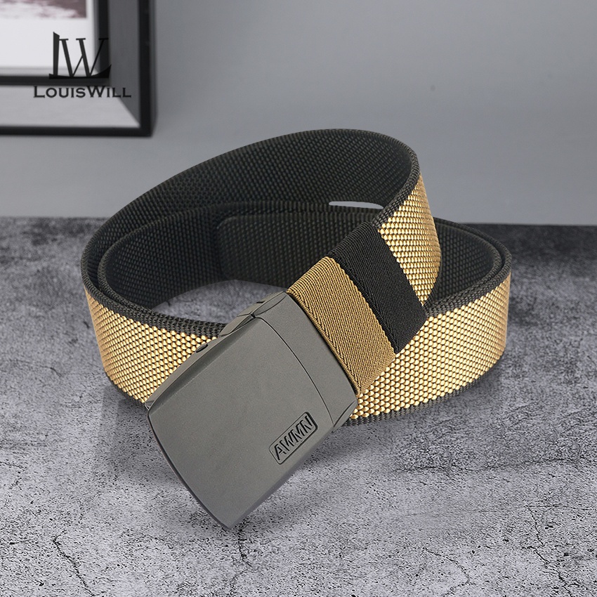 Louiswill Thắt Lưng nylon Hai Màu Nút Xoay 360 Độ Có Thể Điều Chỉnh Thời Trang Dành Cho Nam