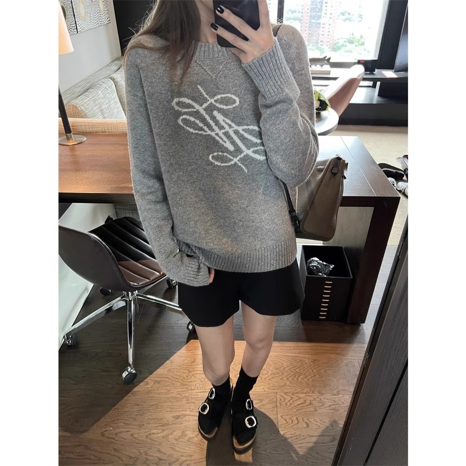 NZN Áo sweater Dệt Kim Tay Rộng In Họa Tiết vintage 3 Màu Sắc