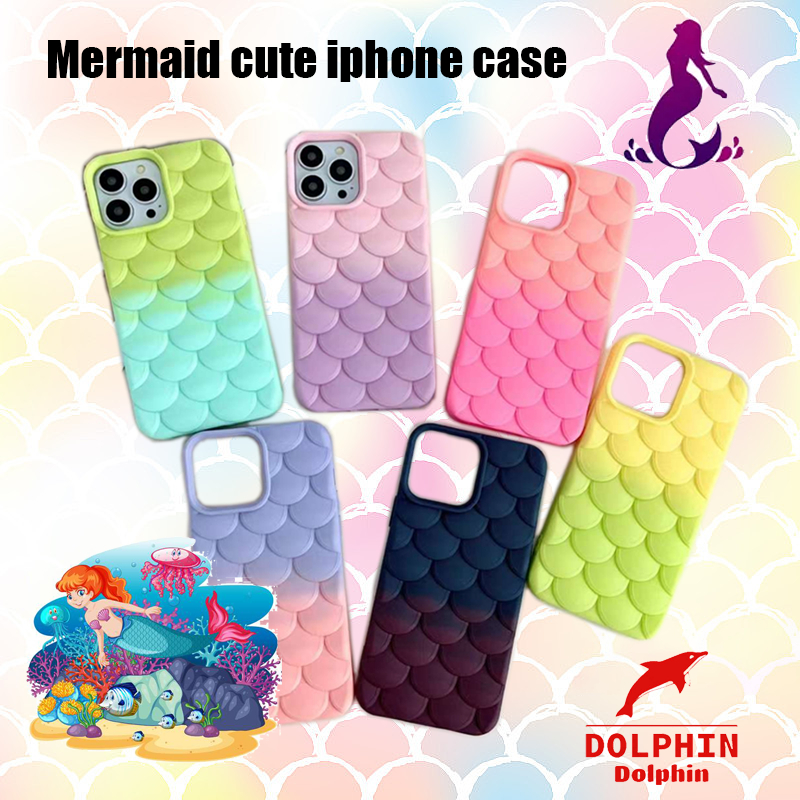 Ốp Điện Thoại In Hình Nàng Tiên Cá 3d Màu gradient Cho iphone x xr xsmax 11 12 13 14 15 pro max