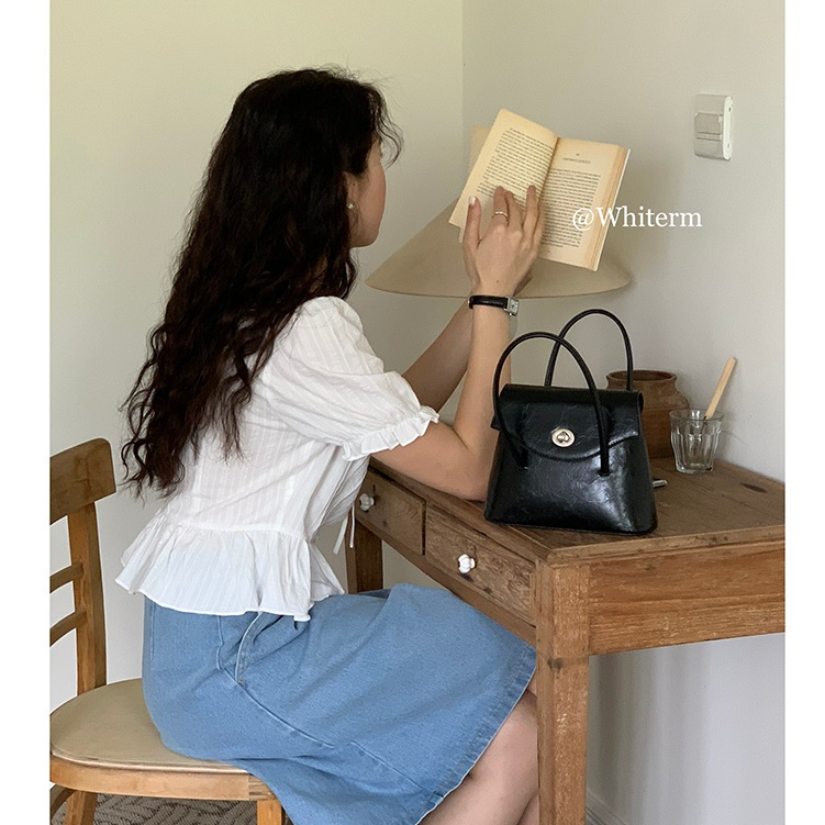 Shi chen Túi Xách Đeo Chéo Vai niche Màu Trơn Đơn Giản Và Đa Năng