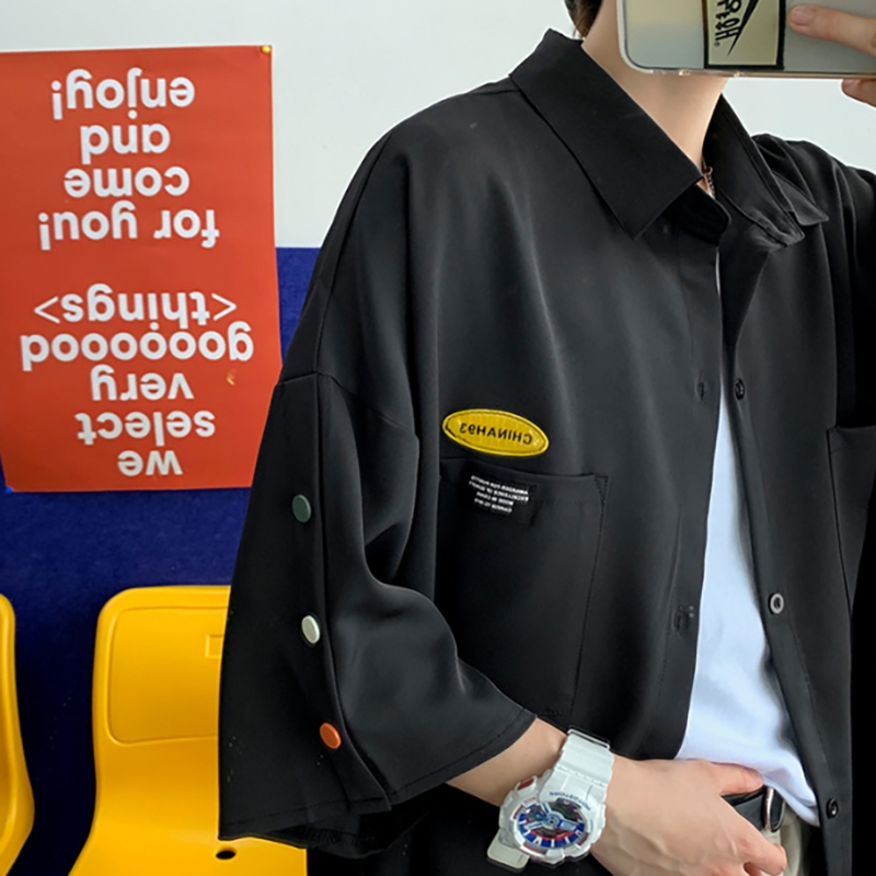 Áo Sơ Mi Tay Ngắn Dáng Rộng Mỏng Màu Trơn Phong Cách Nhật Bản Thời Trang Mùa Hè Cho Nam