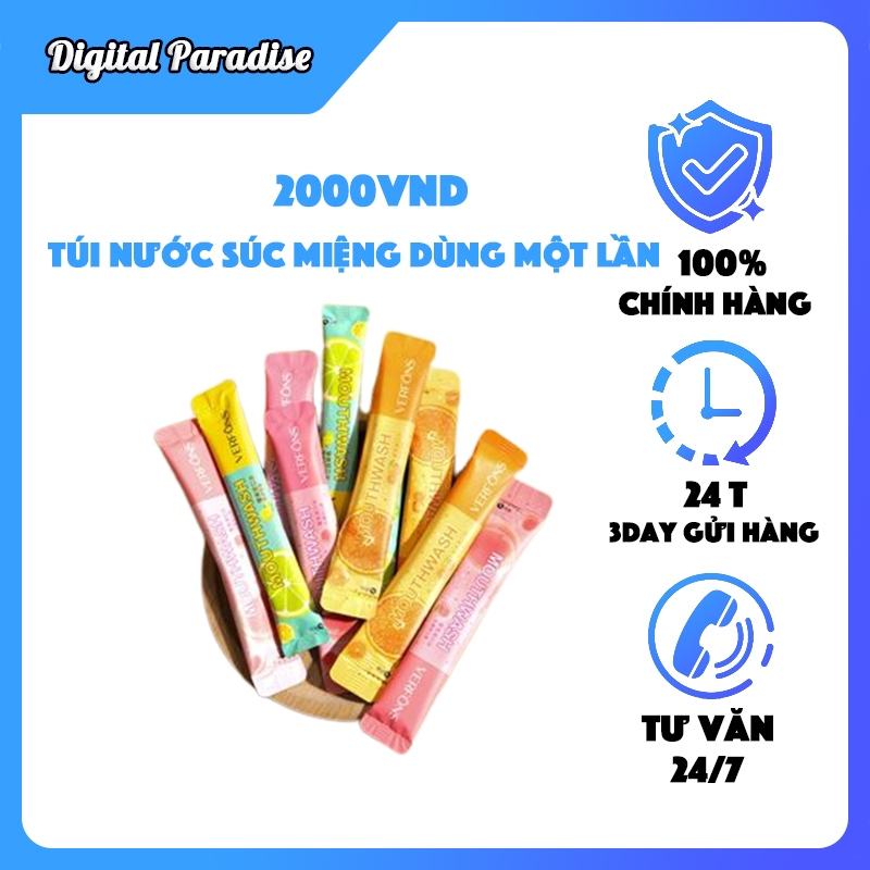 Nước súc miệng ba hương trái cây, chăm sóc răng miệng sảng khoái, nước súc miệng sạch đóng gói dùng một lần