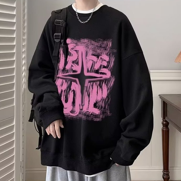 Áo sweater Tay Dài Cổ Tròn In Họa Tiết graffiti Phong Cách Mỹ Thời Trang Mùa Thu Mới Cho Nam