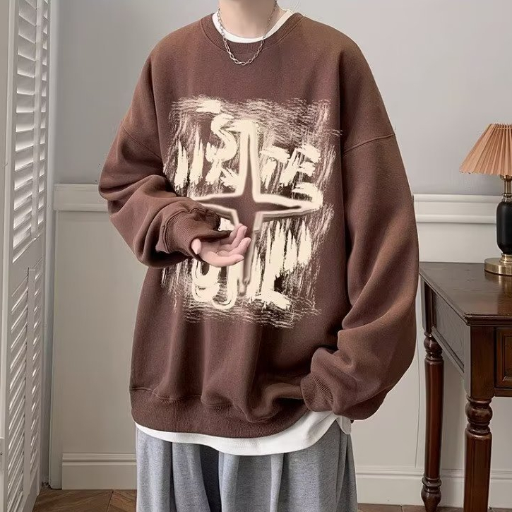 Áo sweater Tay Dài Cổ Tròn In Họa Tiết graffiti Phong Cách Mỹ Thời Trang Mùa Thu Mới Cho Nam