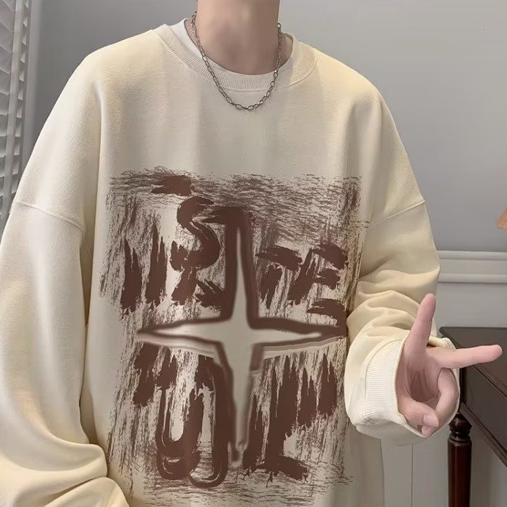 Áo sweater Tay Dài Cổ Tròn In Họa Tiết graffiti Phong Cách Mỹ Thời Trang Mùa Thu Mới Cho Nam
