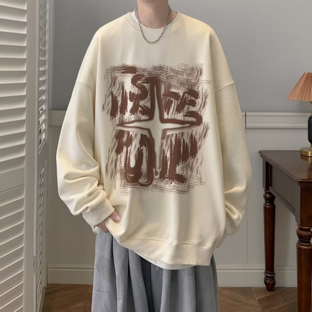 Áo sweater Tay Dài Cổ Tròn In Họa Tiết graffiti Phong Cách Mỹ Thời Trang Mùa Thu Mới Cho Nam
