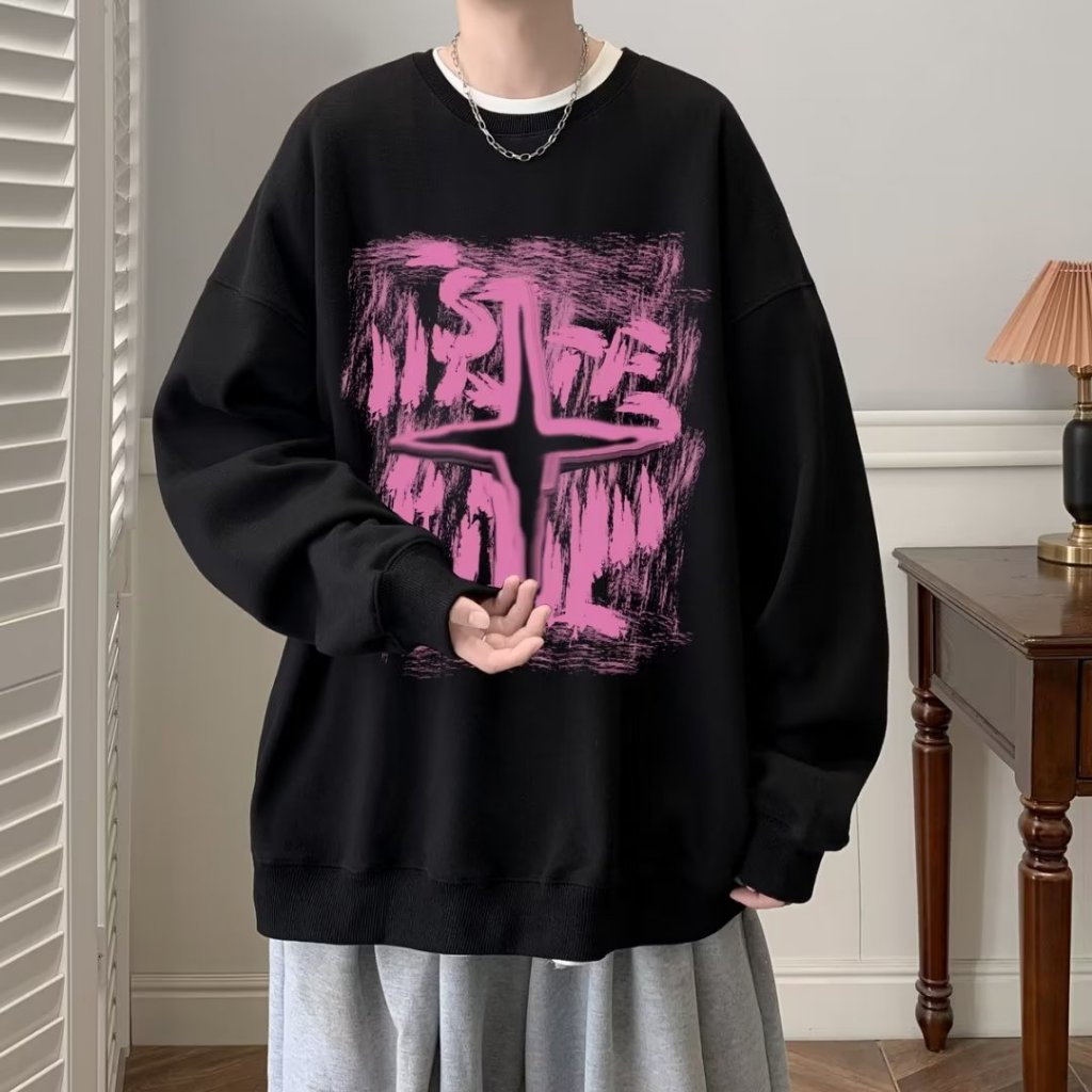 Áo sweater Tay Dài Cổ Tròn In Họa Tiết graffiti Phong Cách Mỹ Thời Trang Mùa Thu Mới Cho Nam