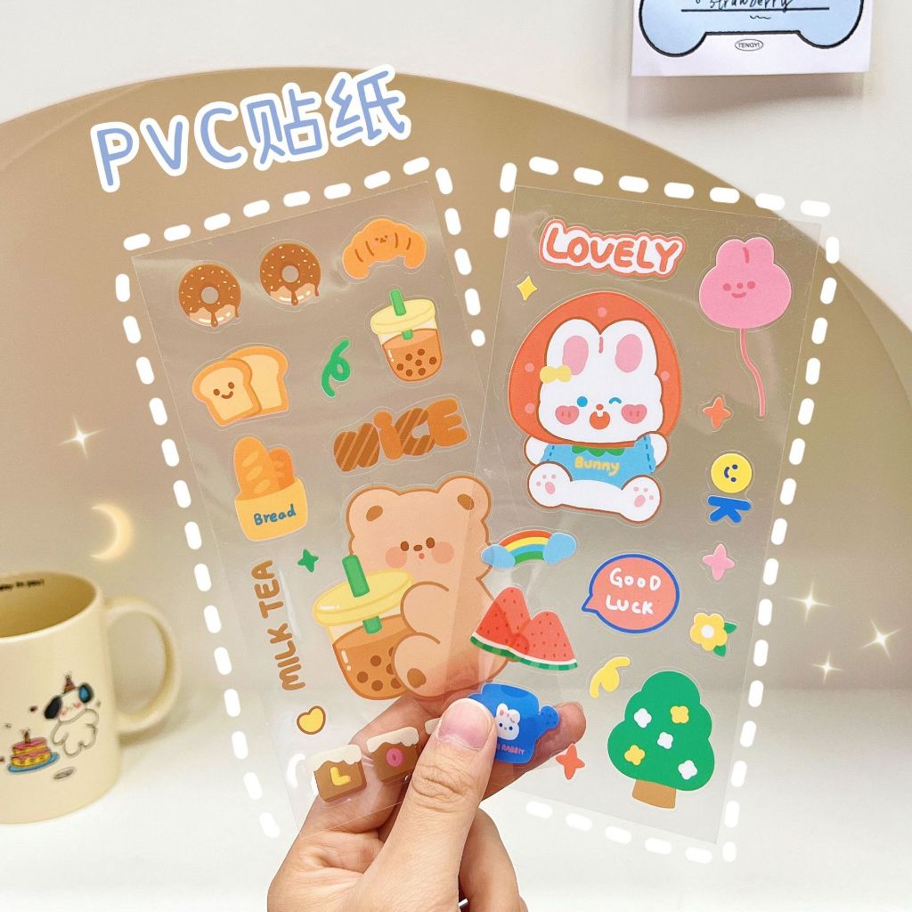 Nhãn Dán Trang Trí Cốc Nước Hình Hoa tulip / Gấu / Thỏ Hoạt Hình Nhỏ Xinh