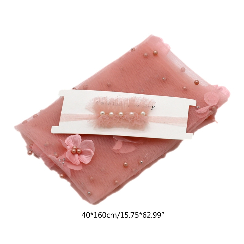 Set 2 Tấm Chăn chiffon Quấn Bé Sơ Sinh Kèm Băng Đô Cài Tóc Xinh Xắn