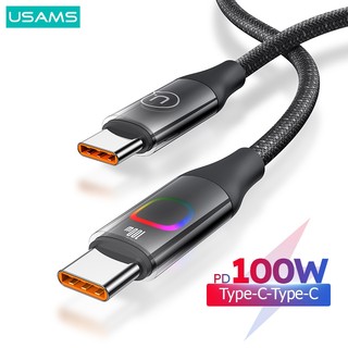 Usams 100W USB IP Type C Cáp Sạc Nhanh Cáp USB C Cáp Dữ Liệu Với ánh Sáng đầy Màu Sắc Cho 1phone15 IPd Android IP8-14  Máy tính bảng