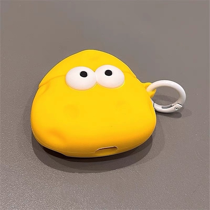Vỏ Bảo Vệ Hộp Sạc Tai Nghe airpods 1 2 3 pro Bằng Silicon Hình Phô Mai Mắt To Màu Vàng Dễ Thương Chống Rơi Ốp