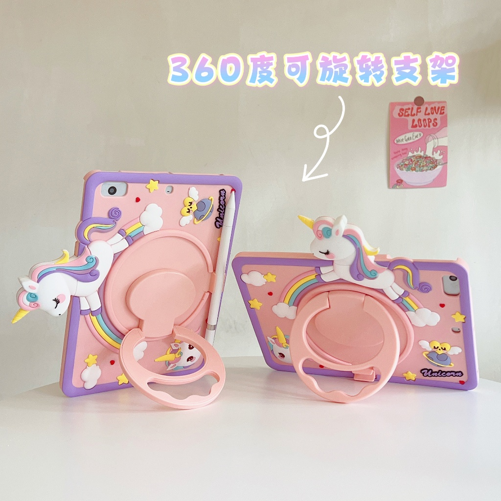 Bao Da Máy Tính Bảng Xoay 360 Độ Hình Kỳ Lân Cho ipad air 5 4 2022 10.2 7th 8th 9th 10th 2022 mini 1 2 3 4 5 6 9.7 6th pro 11 2020