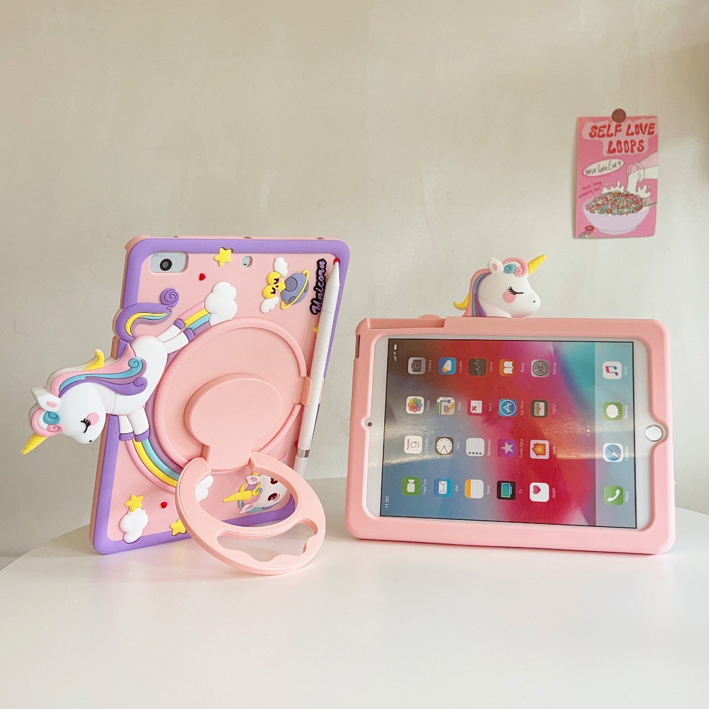 Bao Da Máy Tính Bảng Xoay 360 Độ Hình Kỳ Lân Cho ipad air 5 4 2022 10.2 7th 8th 9th 10th 2022 mini 1 2 3 4 5 6 9.7 6th pro 11 2020
