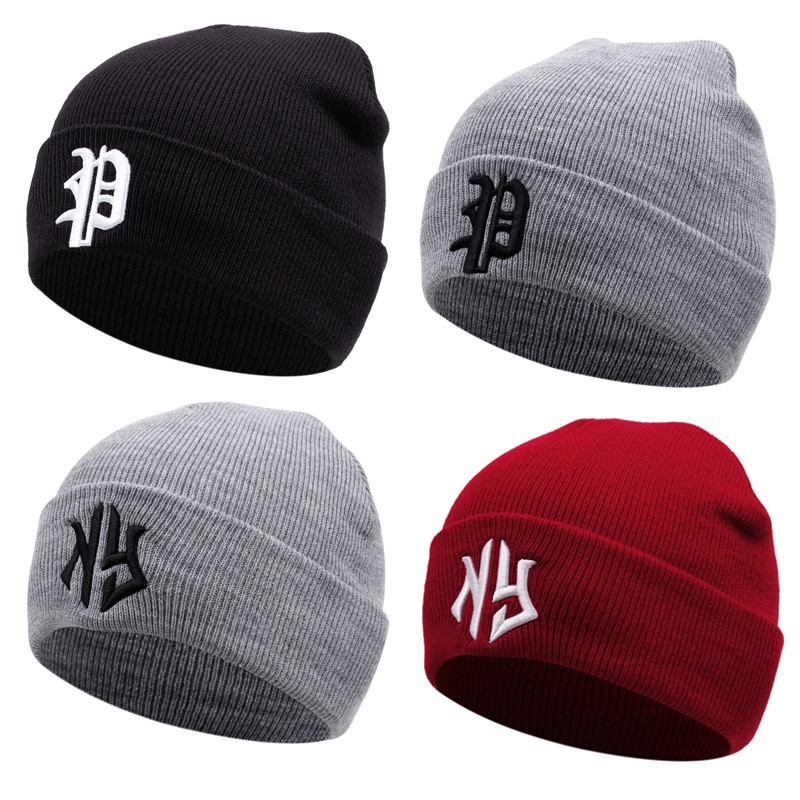 Thời Trang Mũ beanie Dệt Kim Thêu Chữ Phong Cách vintage Cho Nam Nữ