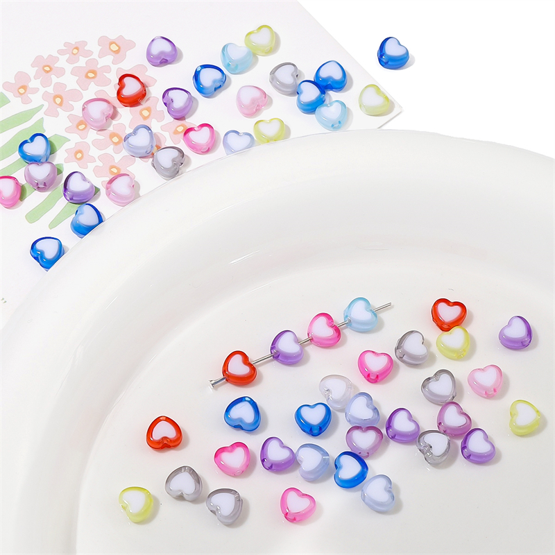 Set 30 Hạt Nhựa acrylic Hình Trái Tim 8mm Làm Trang Sức diy