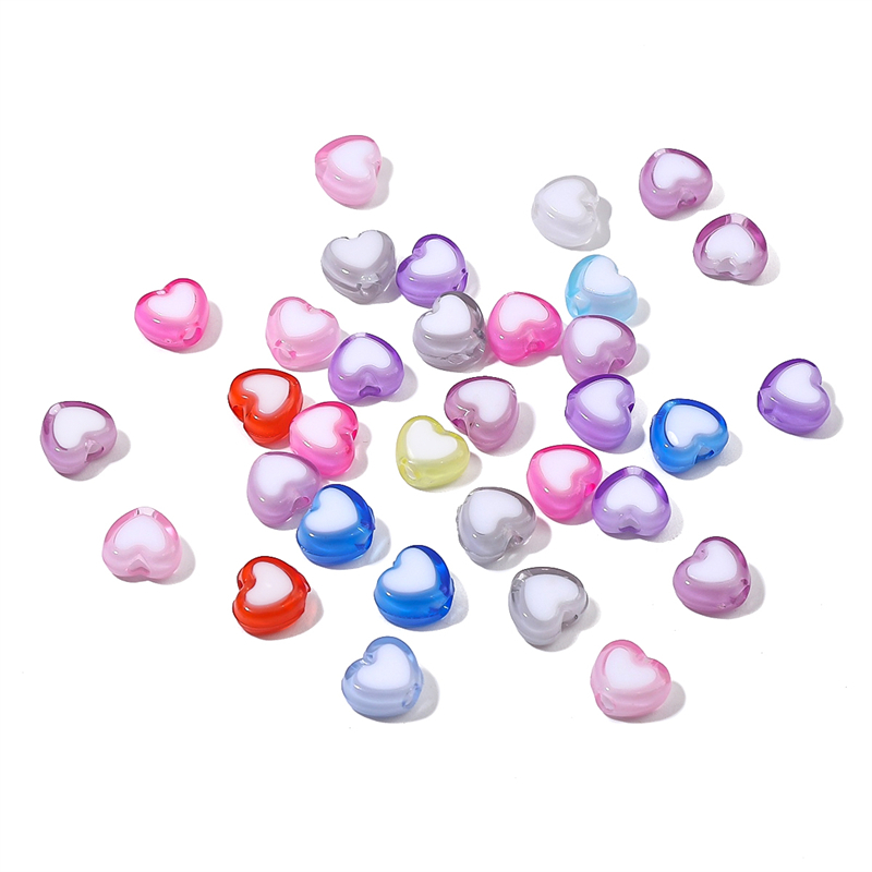 Set 30 Hạt Nhựa acrylic Hình Trái Tim 8mm Làm Trang Sức diy