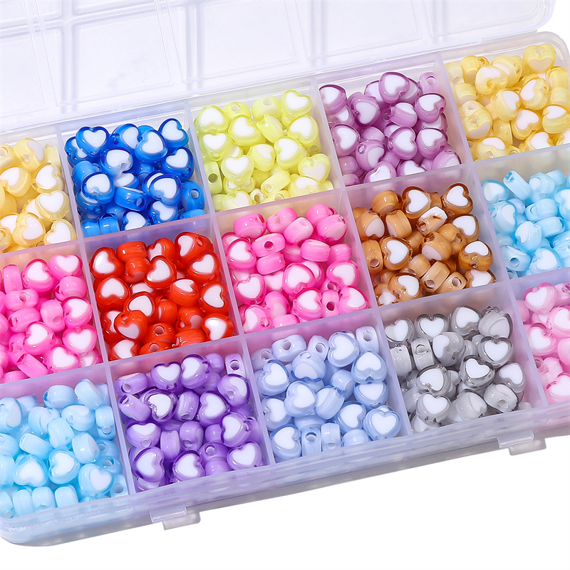 Set 30 Hạt Nhựa acrylic Hình Trái Tim 8mm Làm Trang Sức diy