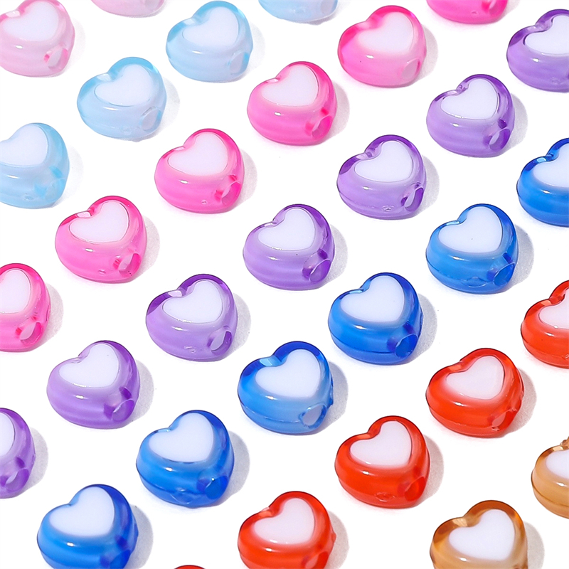 Set 30 Hạt Nhựa acrylic Hình Trái Tim 8mm Làm Trang Sức diy