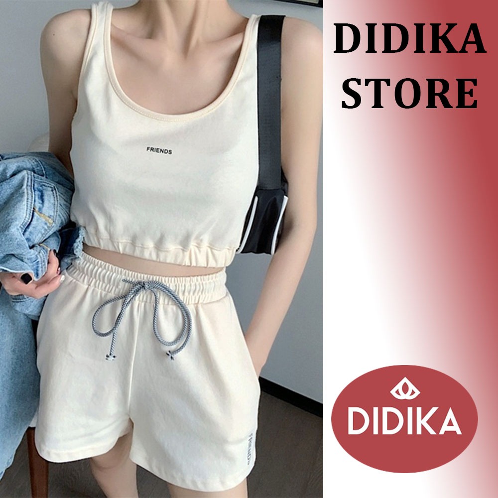 DIDIKA Bộ đồ thể thao gồm áo ba lỗ và quần short thời trang năng động cho nữ