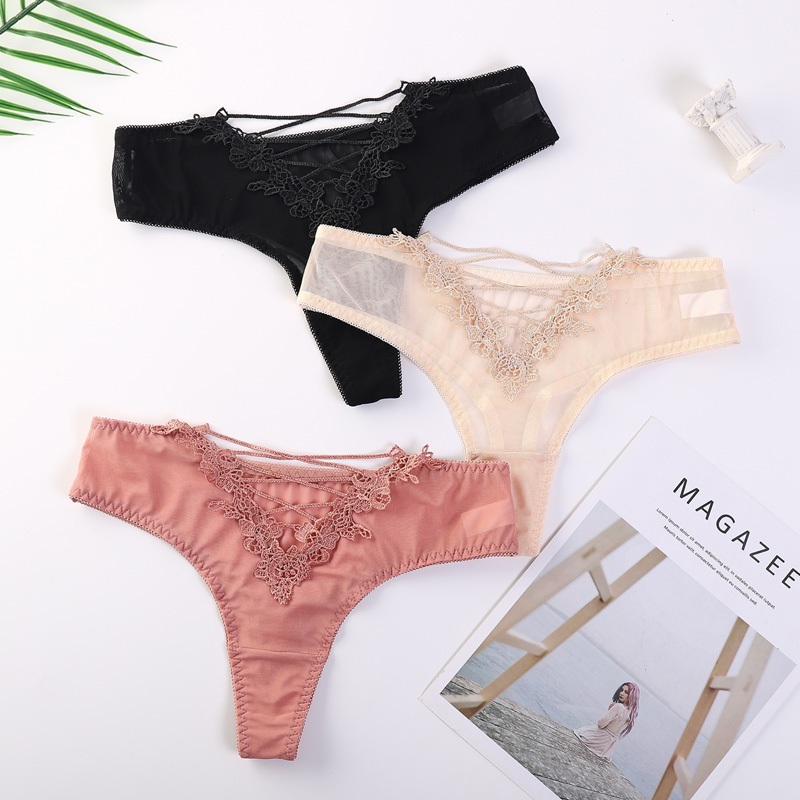 Quần Lót Ren Đen Lưng Thấp Xuyên Thấu Quyến Rũ Cho Nữ
