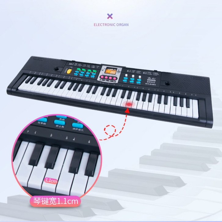 61Key Mini Electric Piano Đồ chơi phòng thu đa chức năng màu đen có micrô cho người mới bắt đầu AKOASM