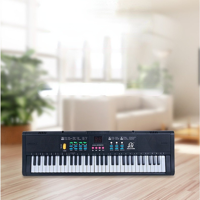 61Key Mini Electric Piano Đồ chơi phòng thu đa chức năng màu đen có micrô cho người mới bắt đầu AKOASM