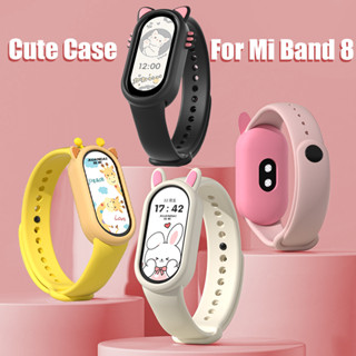 Ốp Silicon Hoạt Hình Mềm Mại Cho Xiaomi Mi Band 9 8 Tai Dễ Thương Ốp Lưng Thông Minh Bao Da Mèo Bịt Tai Bảo Vệ Cho Xiaomi Mi Band9 Band8