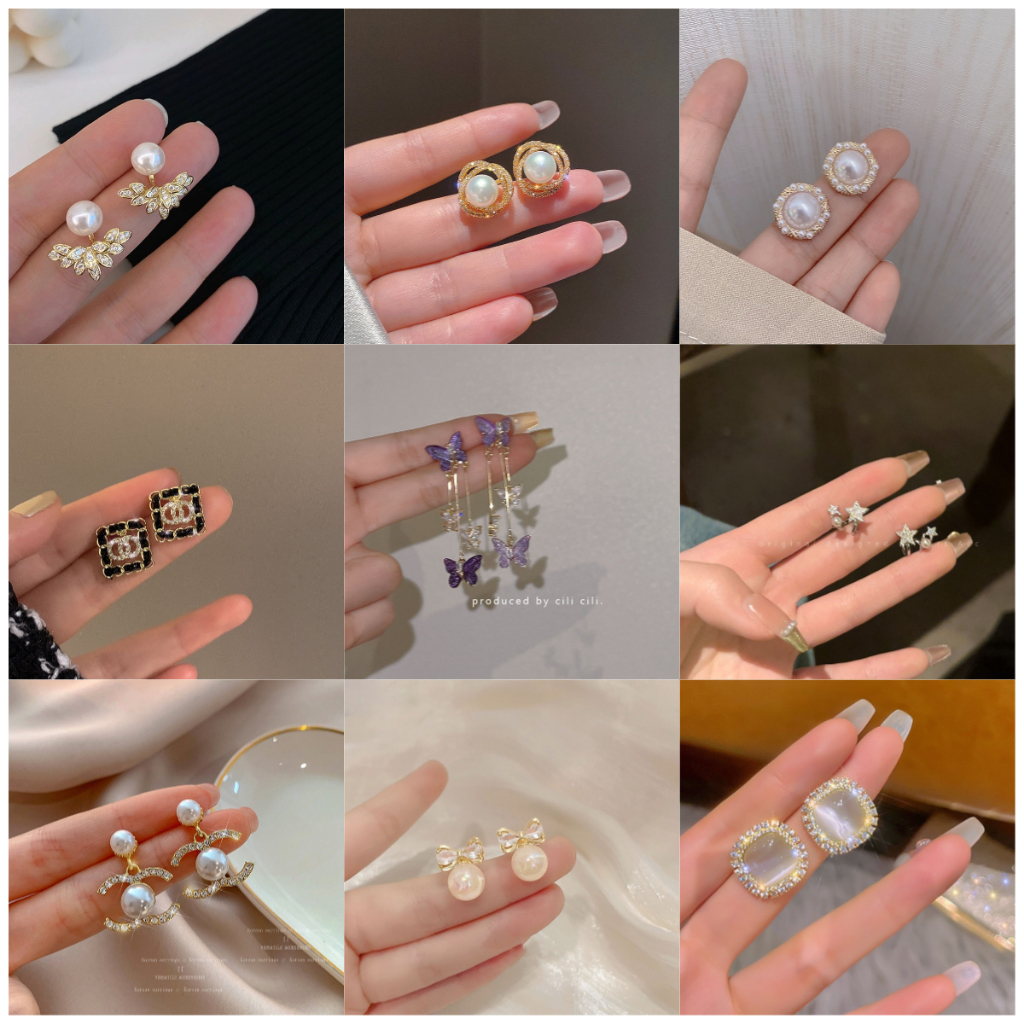 Bông tai Khuyên tai dáng dài đính ngọc trai thời trang Hàn Quốc cho nữ